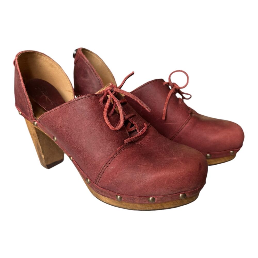 Sanita Theodora Nubuck Leather Clog Studded Wood platform 3" Heel size (38) 7 - Picture 16 of 16